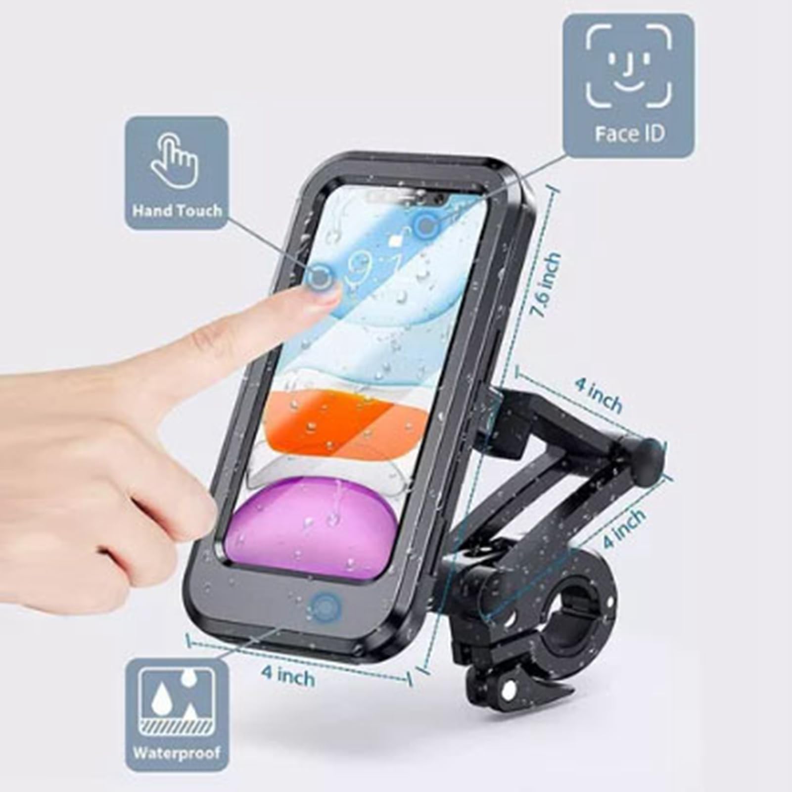 Mocowanie do Telefonu Motocyklowego, Wodoodporny Wrażliwy Ekran Dotykowy TPU Motocykl Uchwyt do Telefonu na Rowerze Obrót o 360 ° Uchwyt do Nawigacji Motocyklowej