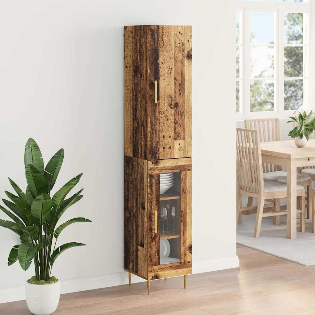 Highboard Lot de 2 buffets en bois vieilli avec portes et étagère, meubles modernes pour salon, salle à manger, armoire de rangement étroite, commode rustique pour l'ordre et le rangement