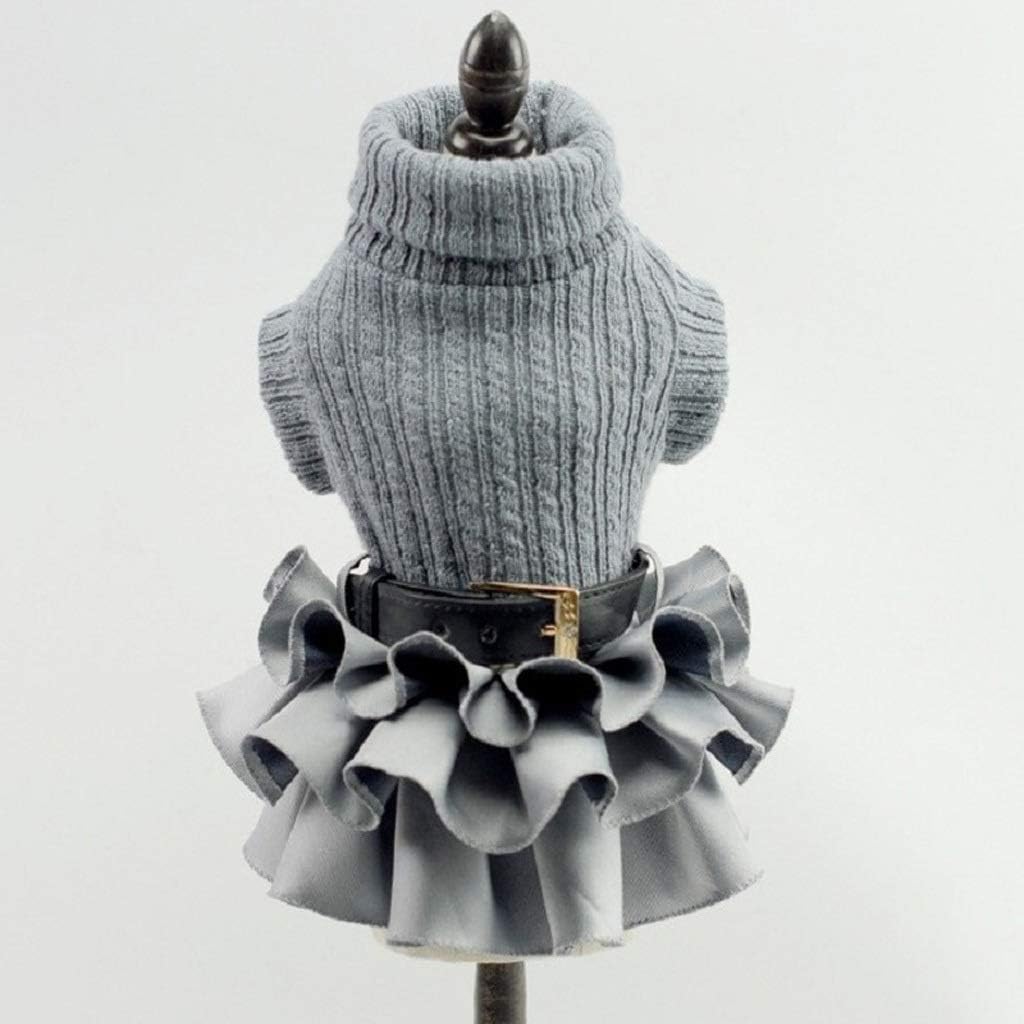 Fashion Autumn Winter Pet Dog Dress Clothes Sweet Princess Dress Small Medium Dogs Pet Teddy Puppy Wedding Dresses Size XS-XL (Color : Gray Size : Small) (Gray Large)