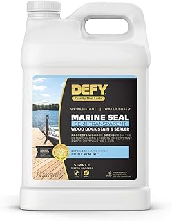 Marine Seal Wood Dock Stain & Sealer, Semi-Transparent Stain for Marinas, Boat Docks, & Piers, Light Walnut - 2.5 gal