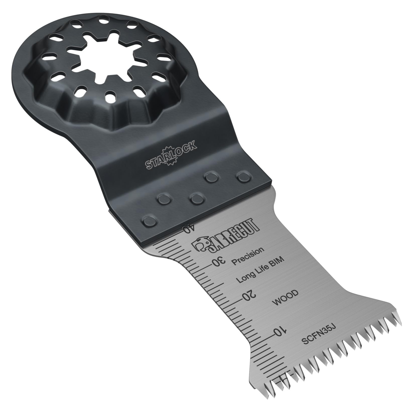 SabreCut 5pcs SCFN35J_5 35mm x 40mm 14 TPI Grueso Diente Hojas multitool | Compatible con Bosch, Fein (Non-StarLock), hojas gruesas para cortes rápidos