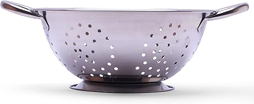 Miniatura 3 de Amco Juego de 3 coladores de acero inoxidable, varios tamaños, 1.5, 3, 5 cuartos de galón, duradero, diseño de grado profesional con asas para una