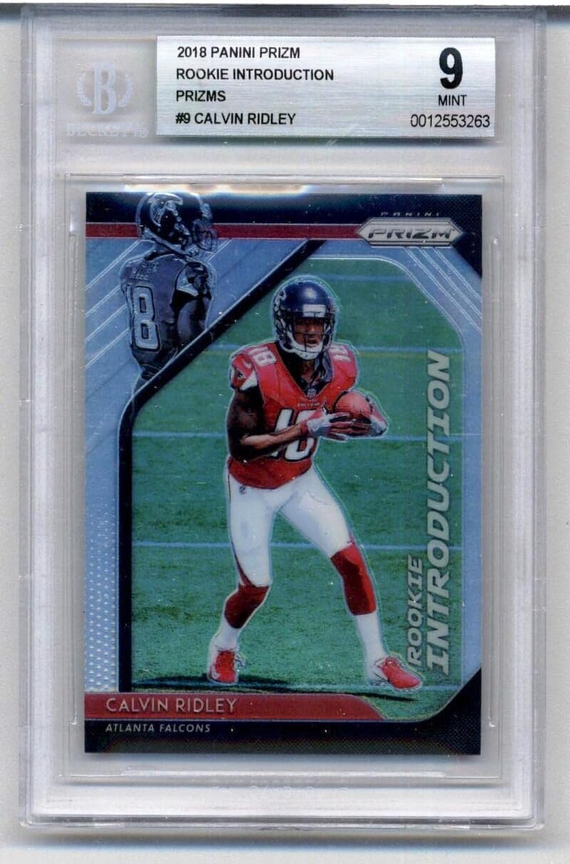 2018 Panini Prizm Rookie Introduction Silver Prizm #RI-9 Calvin Ridley RC Rookie NFL Football Trading Card Graded (BGS 9 MINT) Atlanta Falcons