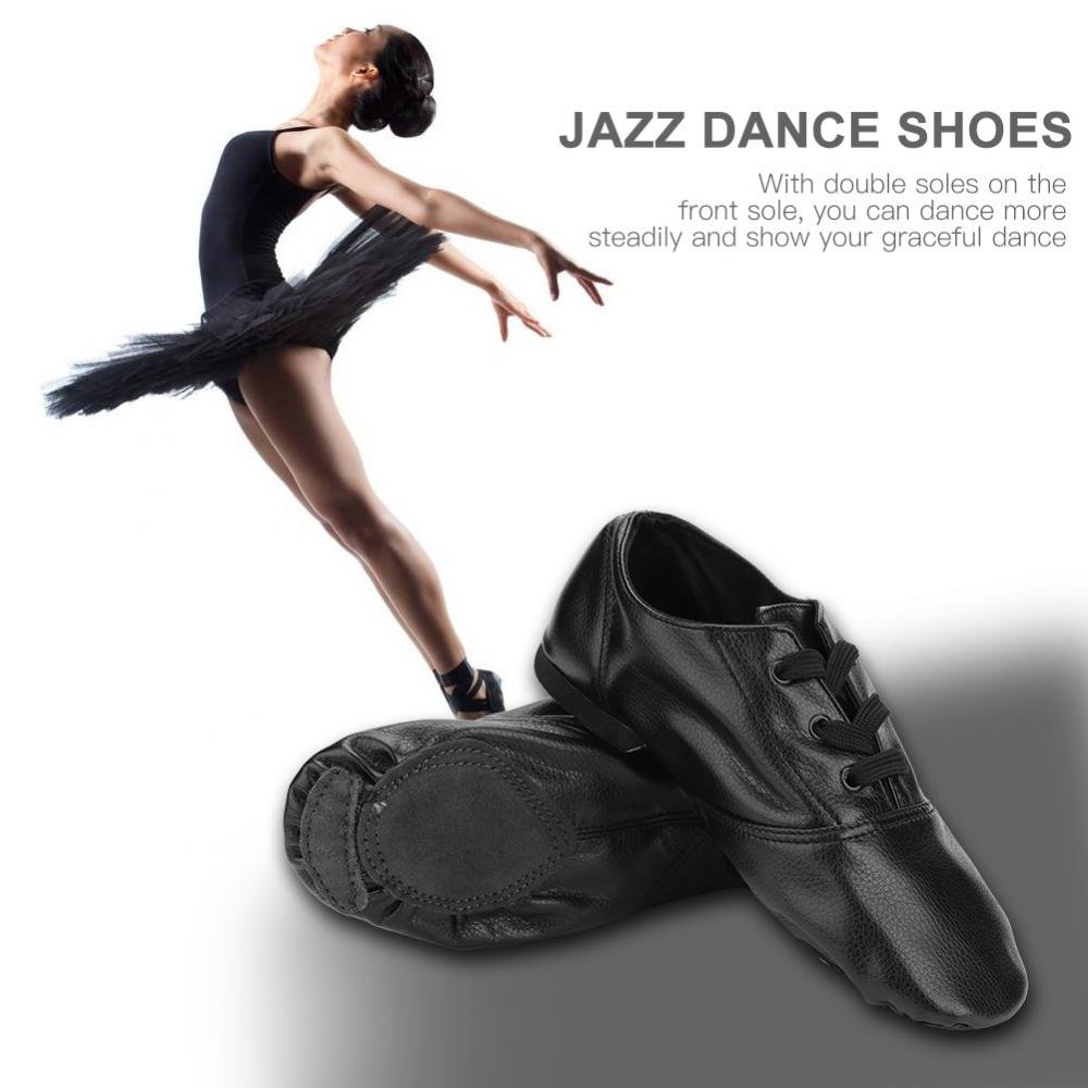 Chaussures de Danse Jazz, Chaussures de Jazz PU de Haute qualité, Chaussures de Sport à Enfiler élastiques pour Enfants Adultes