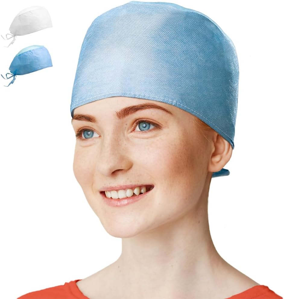 EZGOODZ Blue Surgeon Caps. Pack of 500 Disposable Head Coverings for Surgical Personnel. One Size Hats for Hospital, Clinics, Labs, Exam Rooms. Breathable Hair Covers with Stationary Ties in Bulk.