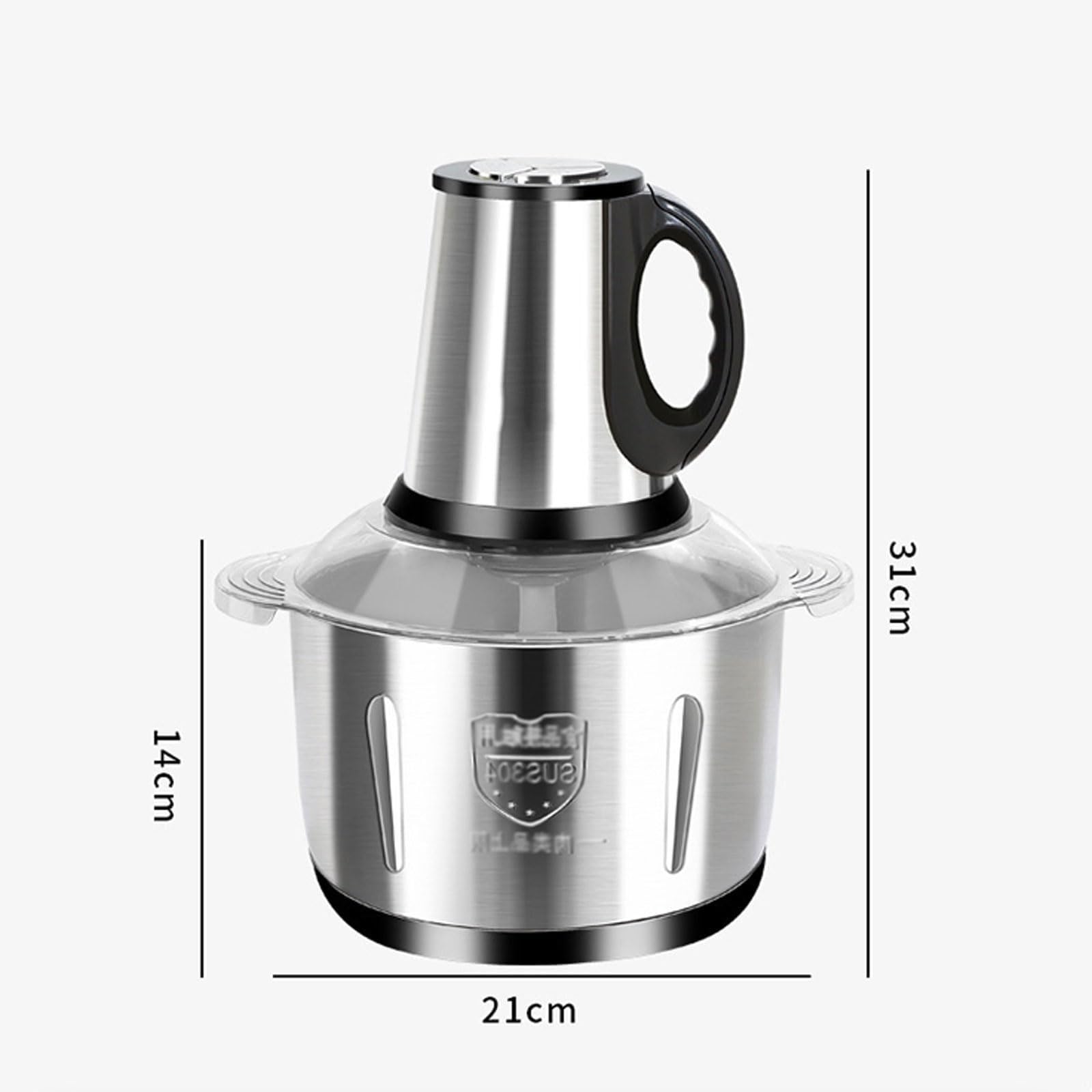 Genérico Picadora de Alimentos eléctrica de 2000W, procesador de Alimentos con Recipiente de Acero Inoxidable de 5L | Picadora carne cuchillas acero inoxidable carne, verduras, cebolla ajo, picadora licuadora 3 velocidades(Blue)