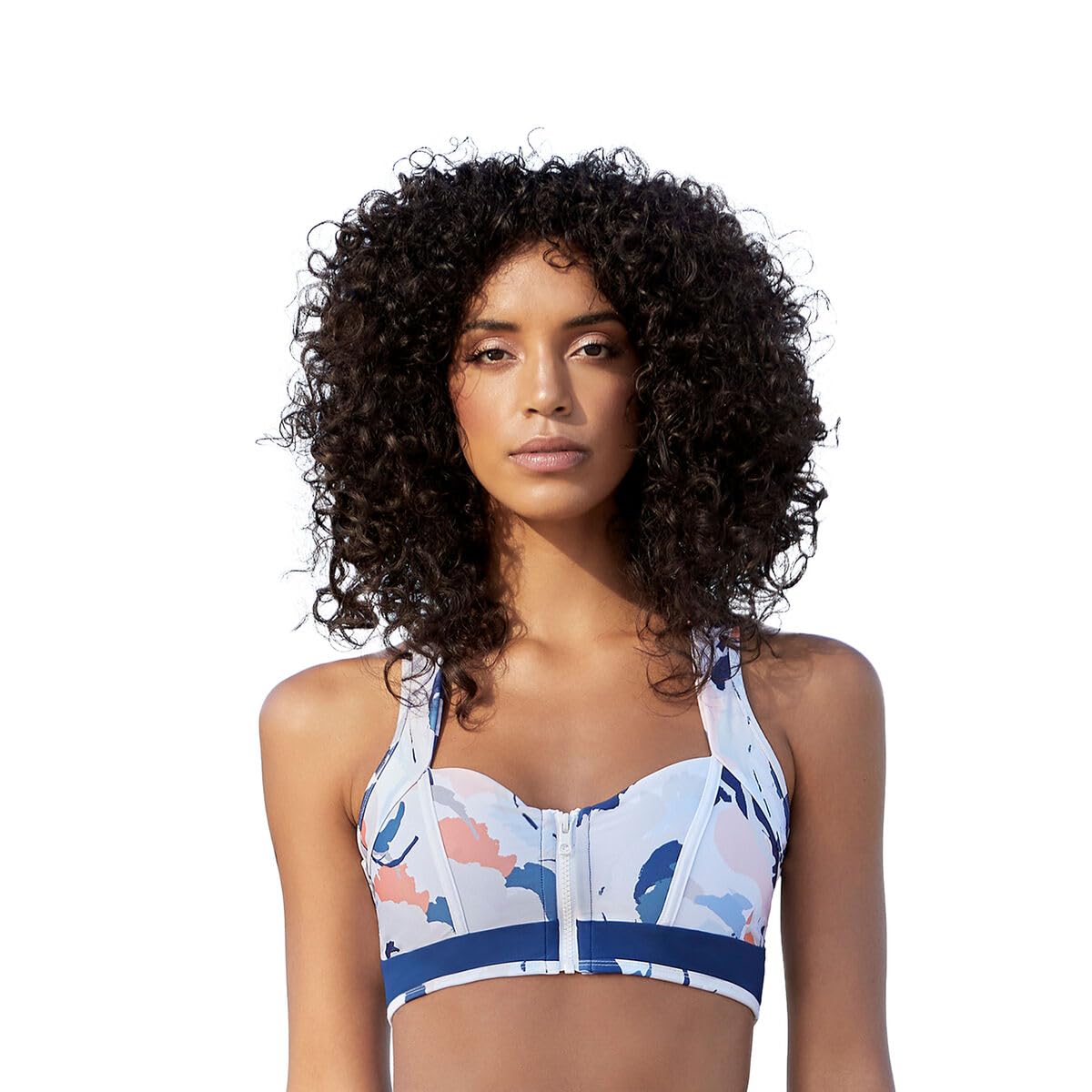 MF-Sea® Jackie Bikini, Wielobarwny nadruk, Bikini z wycięciem Halter, zamknięcie na zamek błyskawiczny, tkanina poliestrowa i Elastan, idealna do pływania, surfingu, innych sportów wodnych. M