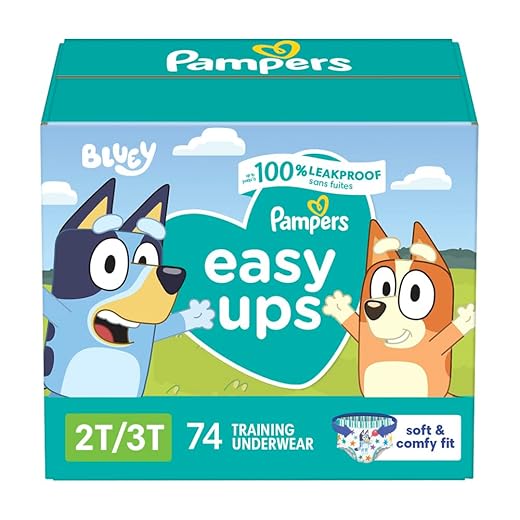 Pampers Training Pants - Easy Ups Boys & Girls Bluey - Size 2T-3T, 74 Count, Children's Potty Underwear (Packaging May Vary)