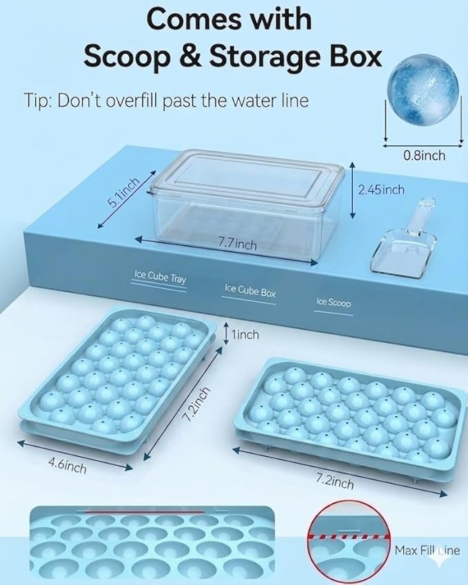 Cubiteras para hielo esférico con tapa y caja, 2 unidades miniatura 2