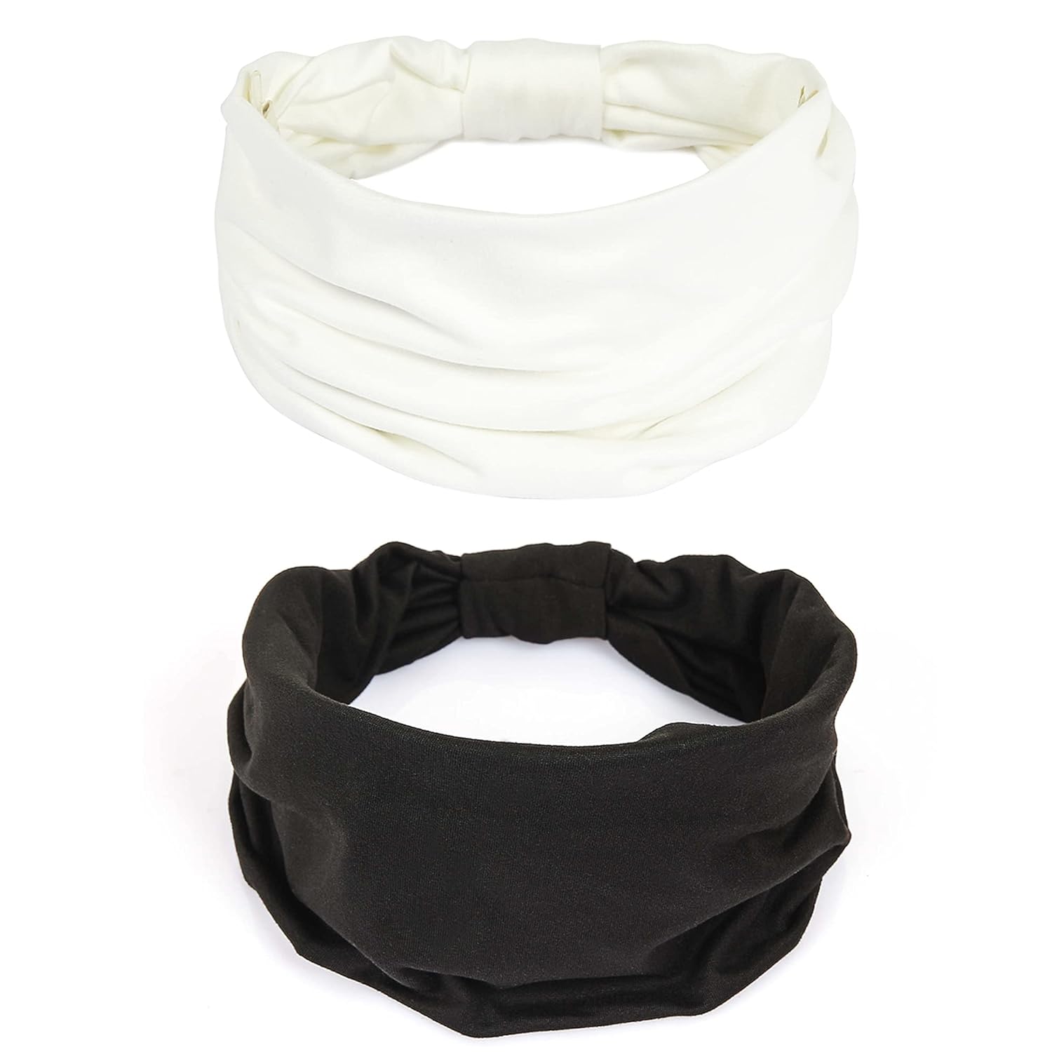 GiLi 2 Pack Wide Headbands for Women Boho African Knotted Non Slip Fashion Hair Bands Yoga Running Sports