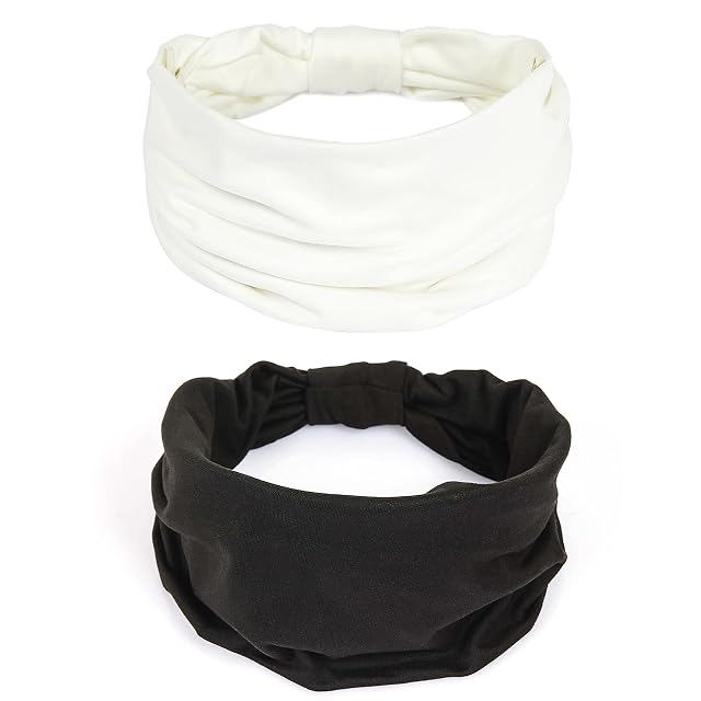 GiLi 2 Pack Wide Headbands for Women Boho African Knotted Non Slip Fashion Hair Bands Yoga Running Sports