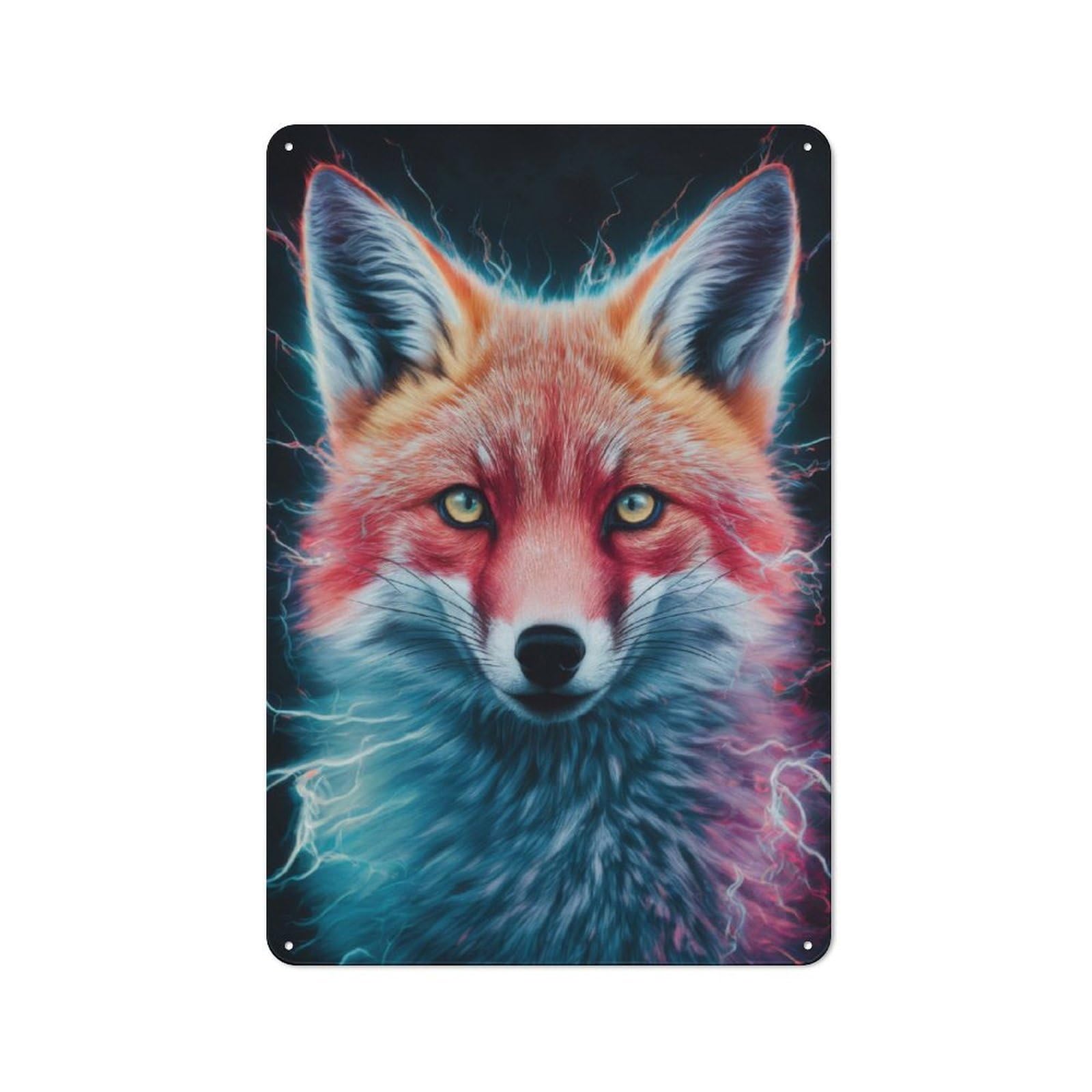 Junmoney Fox Electricity Retro Metal Wall Sign 30X20cm With For Garage Wall, A Decorative Metal Sign For Garages And Workshops