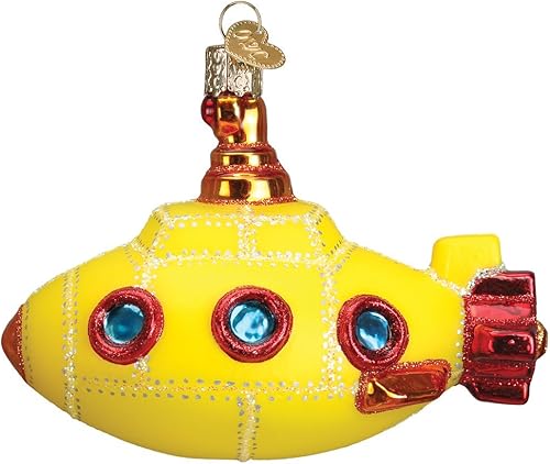 Old World Christmas Adornos Mar y Buceo Vidrio Soplado Adornos para Árbol de Navidad, Submarino