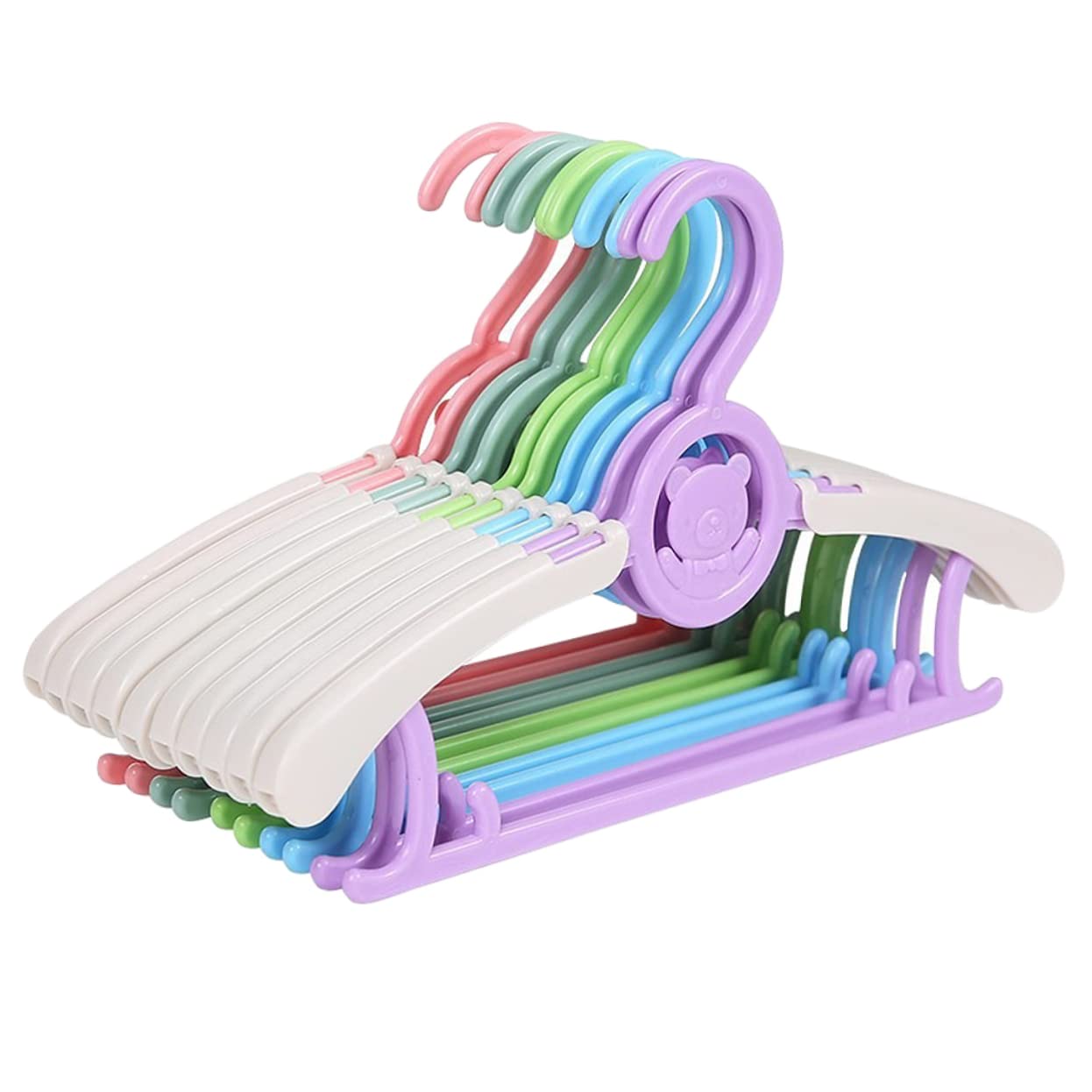 Happyyami 20pcs Cartoon Plastic Clothes Hangers for Skid Resistant Hanging Racks Home Hangers for Clothes Random Colors