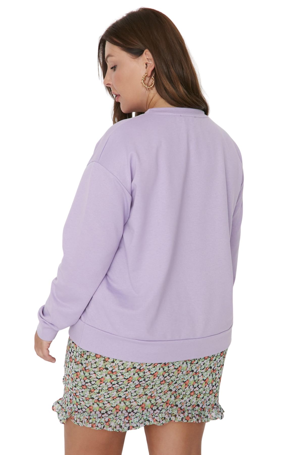 Trendyol Sudadera Lisa de Cuello Redondo de Talla Grande Mujer