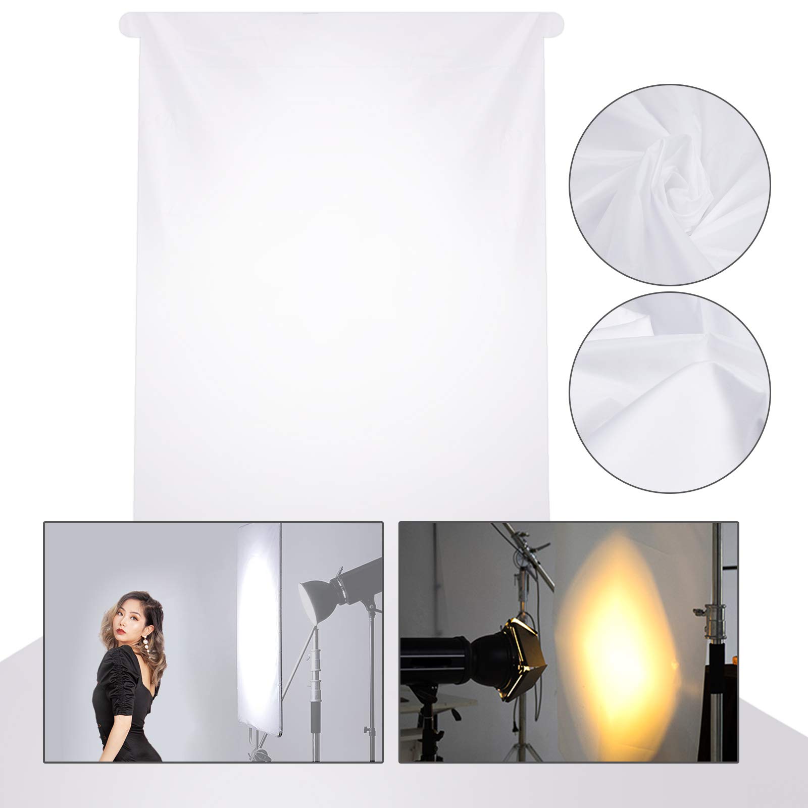 Tissu de Diffusion sans Couture en Nylon Blanc Transparent 3x1,5m pour Tente de Shooting Phtotgraphique Softbox Tente de Lumière