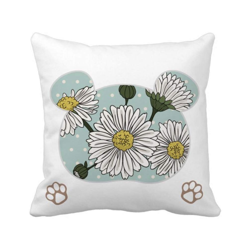 Housse de coussin chrysanthèmes fleurs blanches carrée 45x45cm