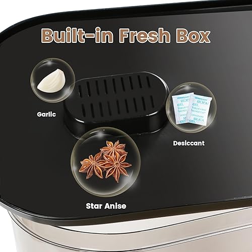 Miniatura 6 de Dispensador grande de arroz de 22 a 25 libras, dispensador de cereales, contenedor de almacenamiento de alimentos con taza medidora, recipientes de