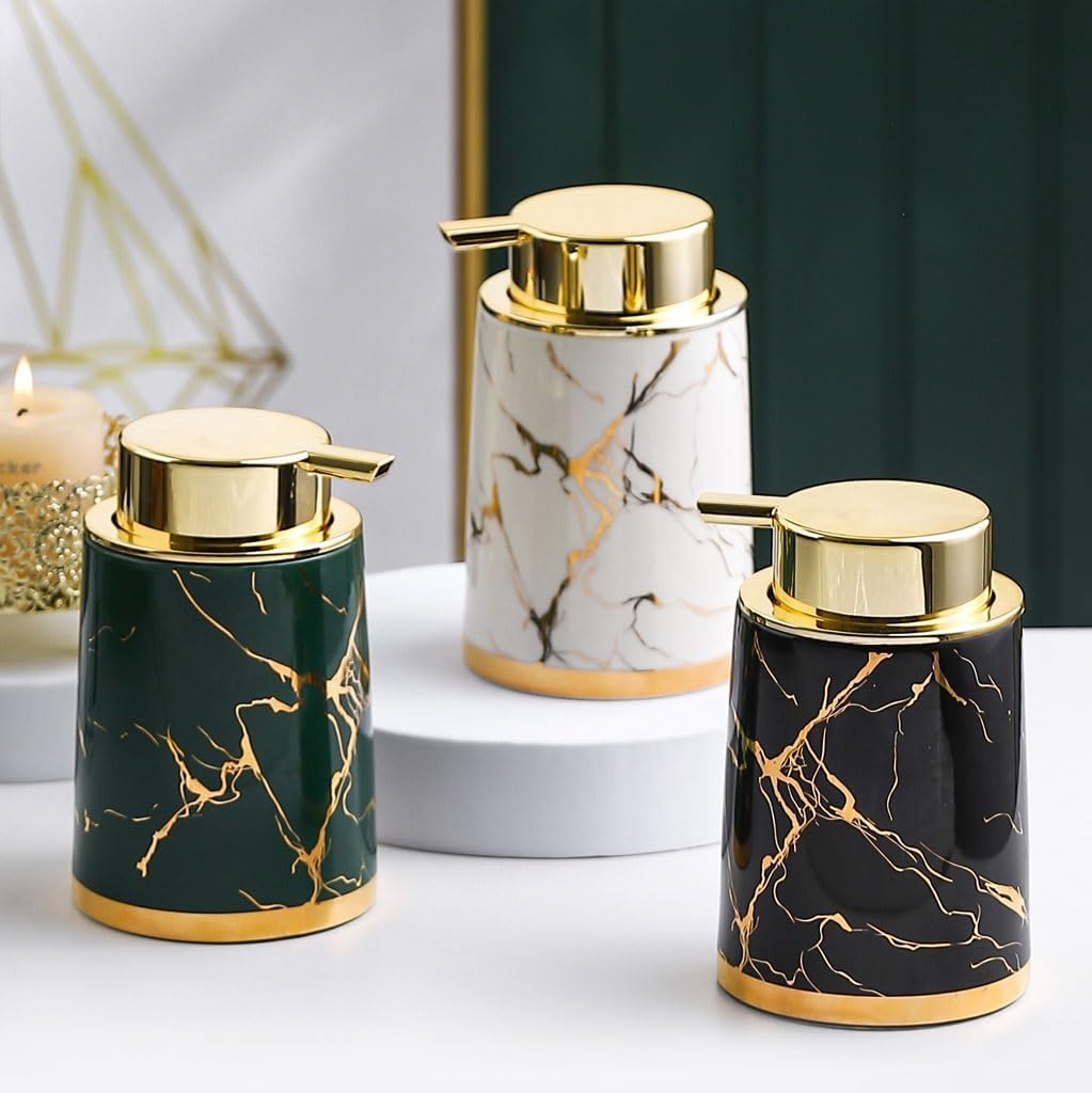Kitchen Soap Dispenser Modern Home Ceramic Soap Dispenser Press Dispenser Bottle Lotion Liquid Bottle Shampoo Shower Gel Bottle Bathroom Soap Dispenser(A)