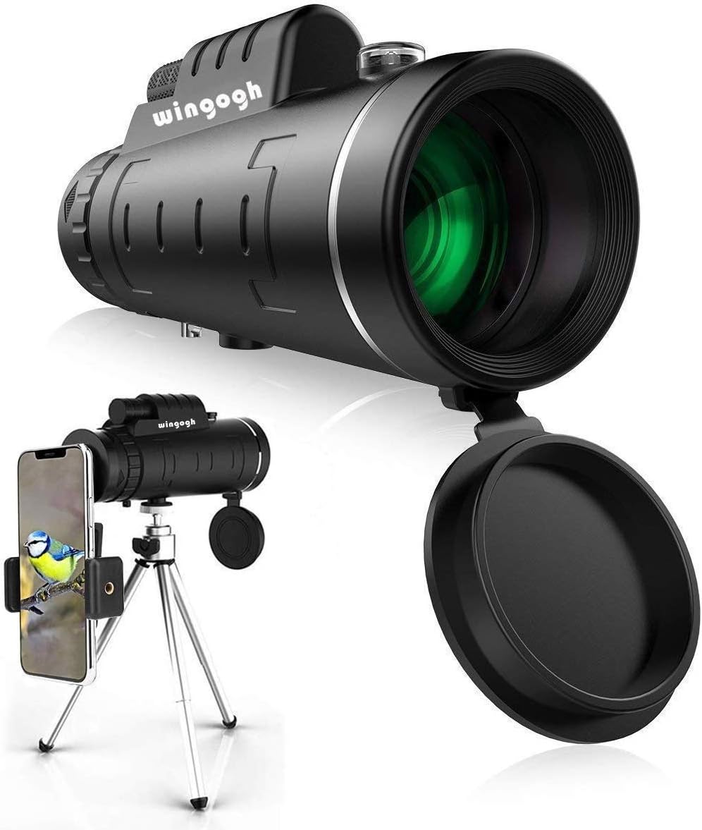 Monocular Telescope, 40x60 High Power HD Compact Monocular for Adults Kids, Night Vision Waterproof Scope with Smartphone Holder & Phone Tripod & BAK4 Prism FMC for Bird Watching Camping