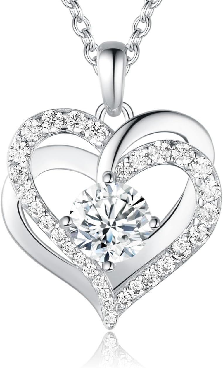 Moissanite Heart Necklace for Women Moissanite Pendent for Her S925 Dainty Love Pendant Anniversary Birthday Gifts for Women Jewelry Presents for Wife Mom Her
