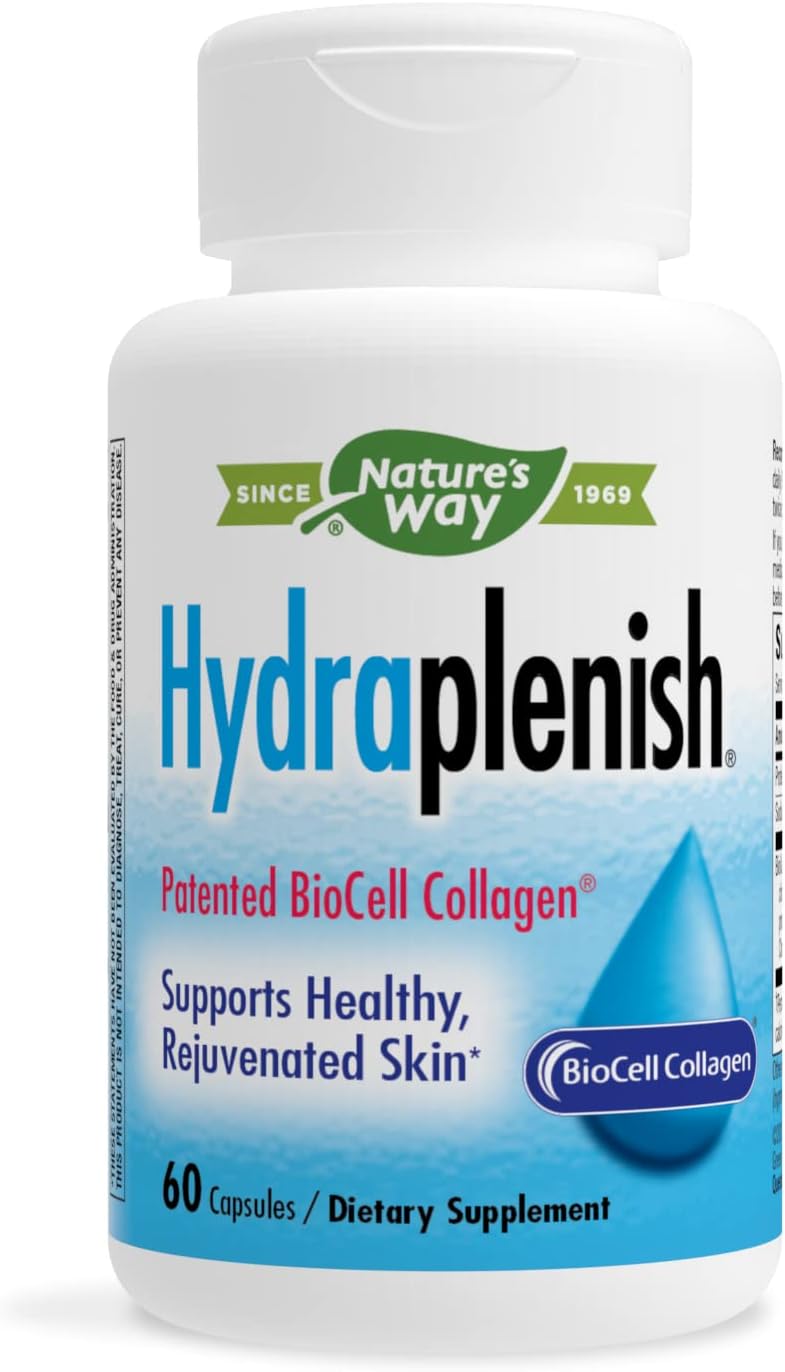 Nature’s Way Hydraplenish, with Patented BioCell Collagen, Supports Healthy Skin, Promotes Skin Collagen, Promotes Skin Elasticity,* 60 Capsules