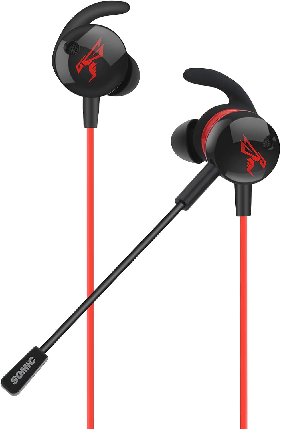 SOMIC G618 Gaming Earbuds, in-Ear Gaming Headset, Gaming Earphones for Xbox one, PS4, PS5, USB Plug Earphone with Detachable Microphones (Black)