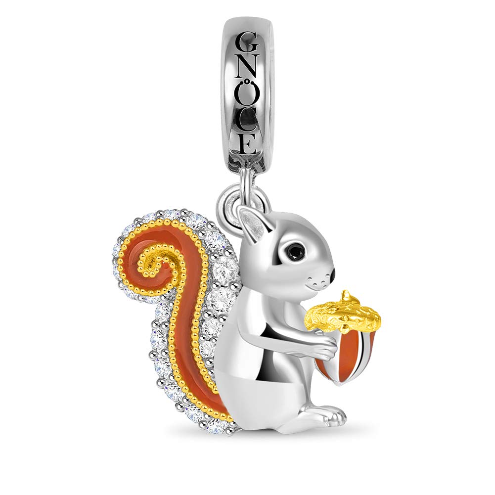 GNOCE Ciondolo con Ciondolo Scoiattolo Ciondolo Animale in Argento Sterling con Zirconi Cubici Adatto a Tutti i Gioielli Moda Braccialetto/Collana per Le Donne Ragazze