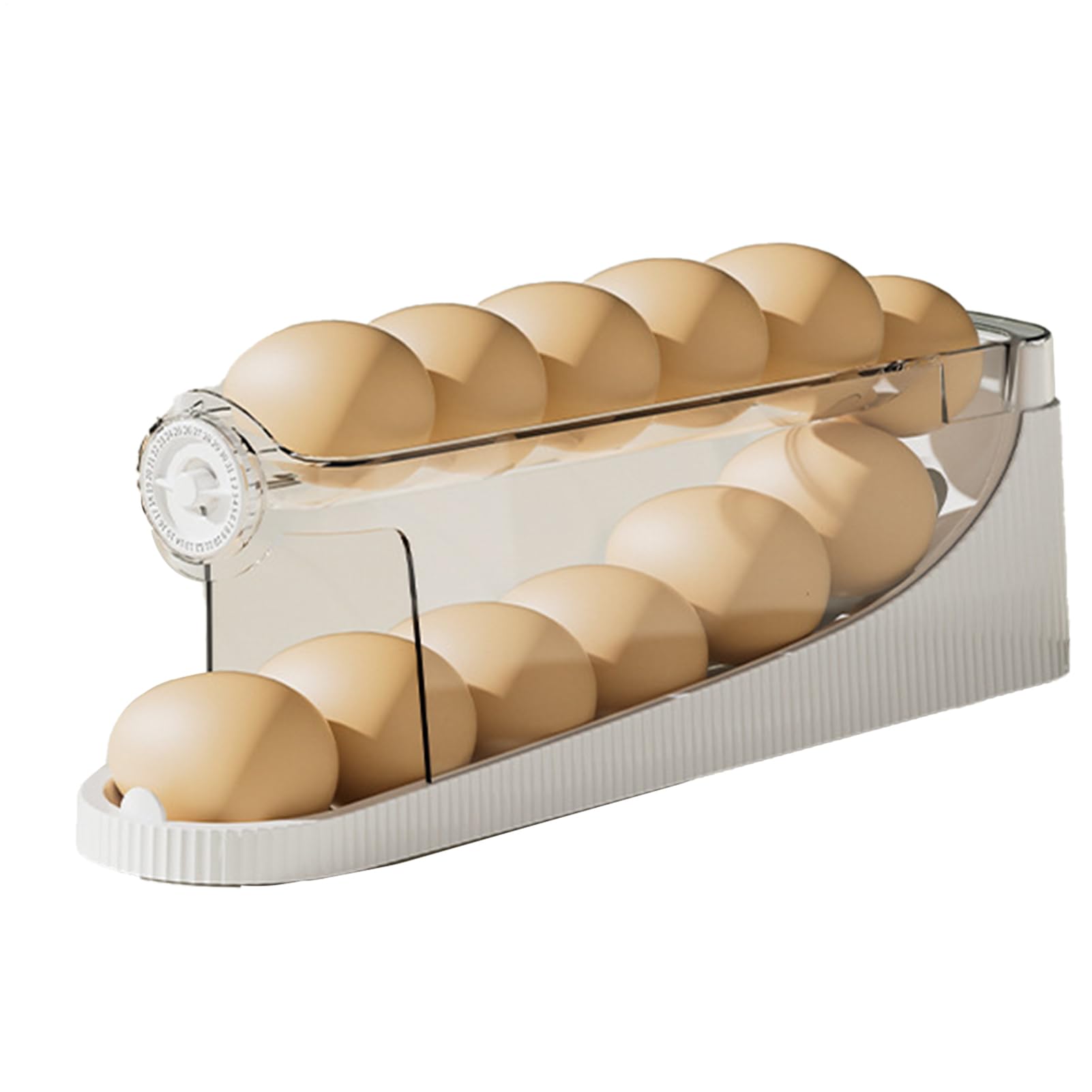 Boîte de rangement pour œufs double couche à enroulement automatique pour frigo