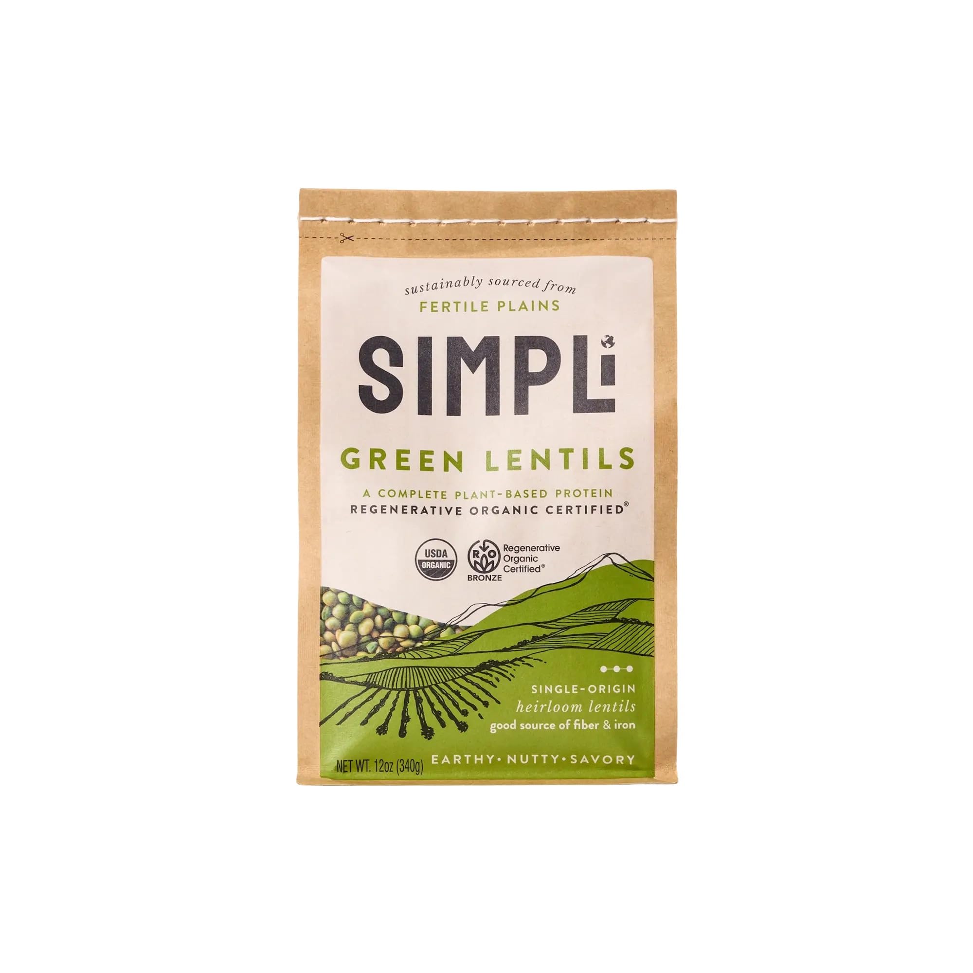 SIMPLI Organic Green Lentils, 12 OZ