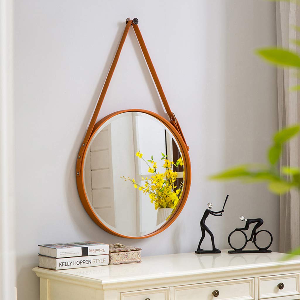 TinyTimes Specchio A Parete 40x122 Cm Arco Con Cinturino In Pelle - Full Length Con Cornice In Alluminio Per Bagno E Soggiorno (Oro)