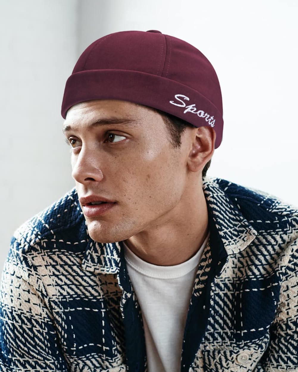 Men's Docker Cap Rolled Cuff Retro Beanie Brimless Hats for Men Adjustable Flip Sailor Skullcap - Image 2