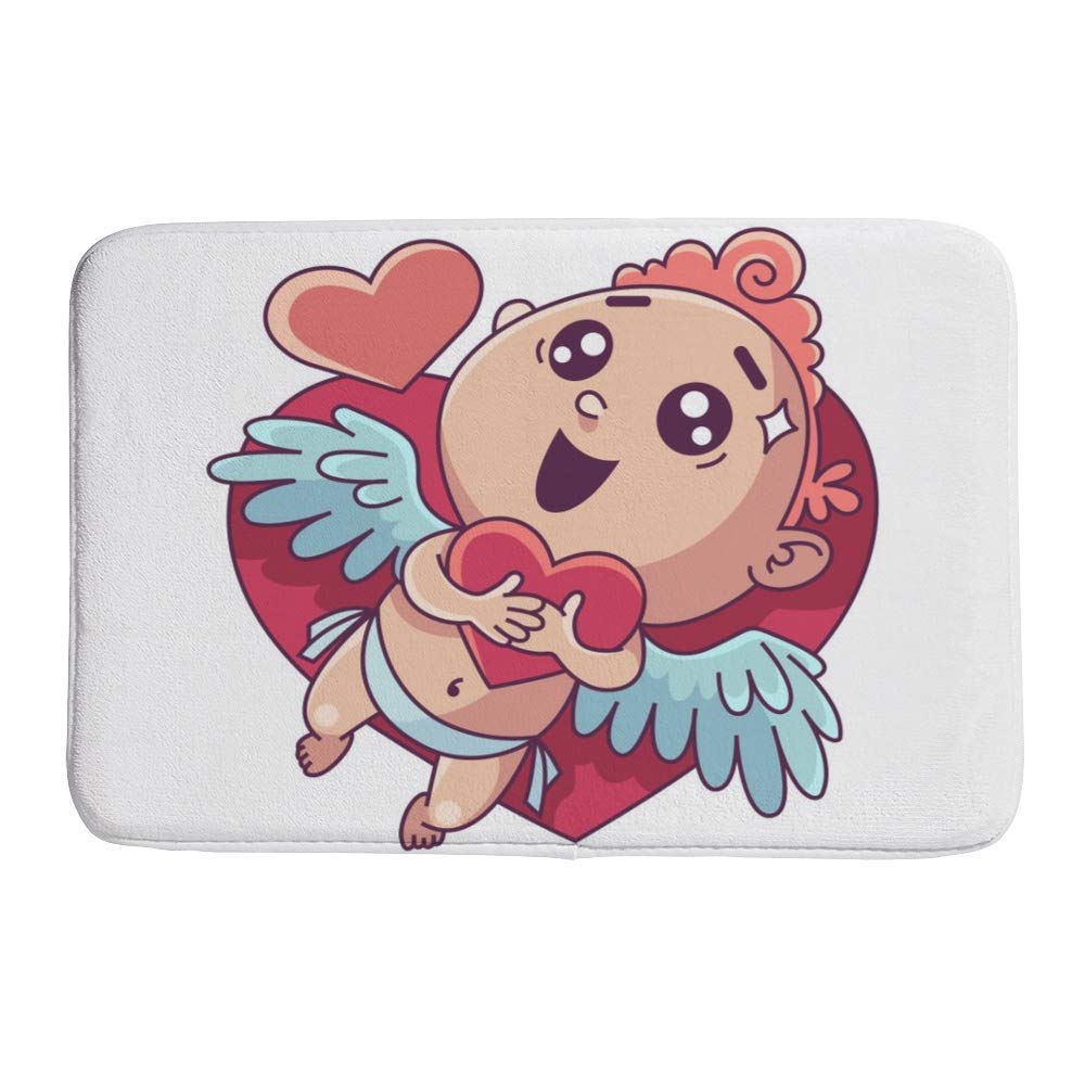 Tapis de bain Cupidon blanc CHEHONG 36x61 en velours corail