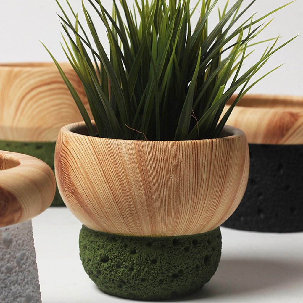 Vaso per piante da giardino in stile nordico vaso da fiori in cemento imitazione venatura del legno moda semplice personalità letteraria interna grande pothos bonsai piante verdi vasi da fiori con