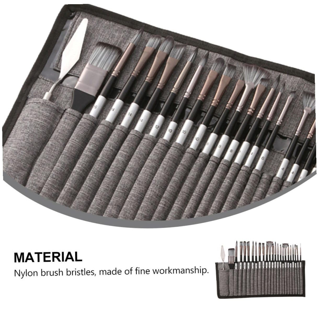 Kit de 24 Pinceaux de Peinture en Nylon avec Paquet, Ensemble Polyvalent pour Dessin à Peindre et Dessin à L'aquarelle, Forme Simple et Style Élégant
