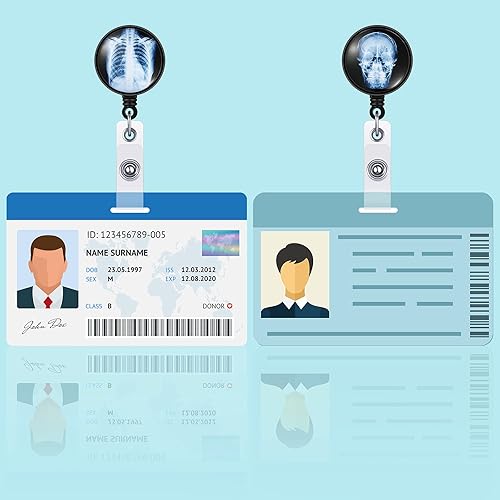 Miniatura 5 de Carrete de insignia de rayos X, 3 unidades, retráctil, regalos para técnicos de radiología, para Halloween, carretes de insignia, esqueleto,