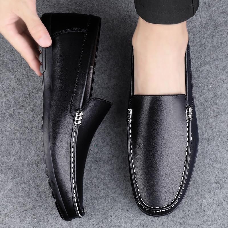 Mens Loafers Shoe Round Toe Faux Leather Penny Loafers Lightweight Flat Heel Flexible Classic Casual Slip-ons3