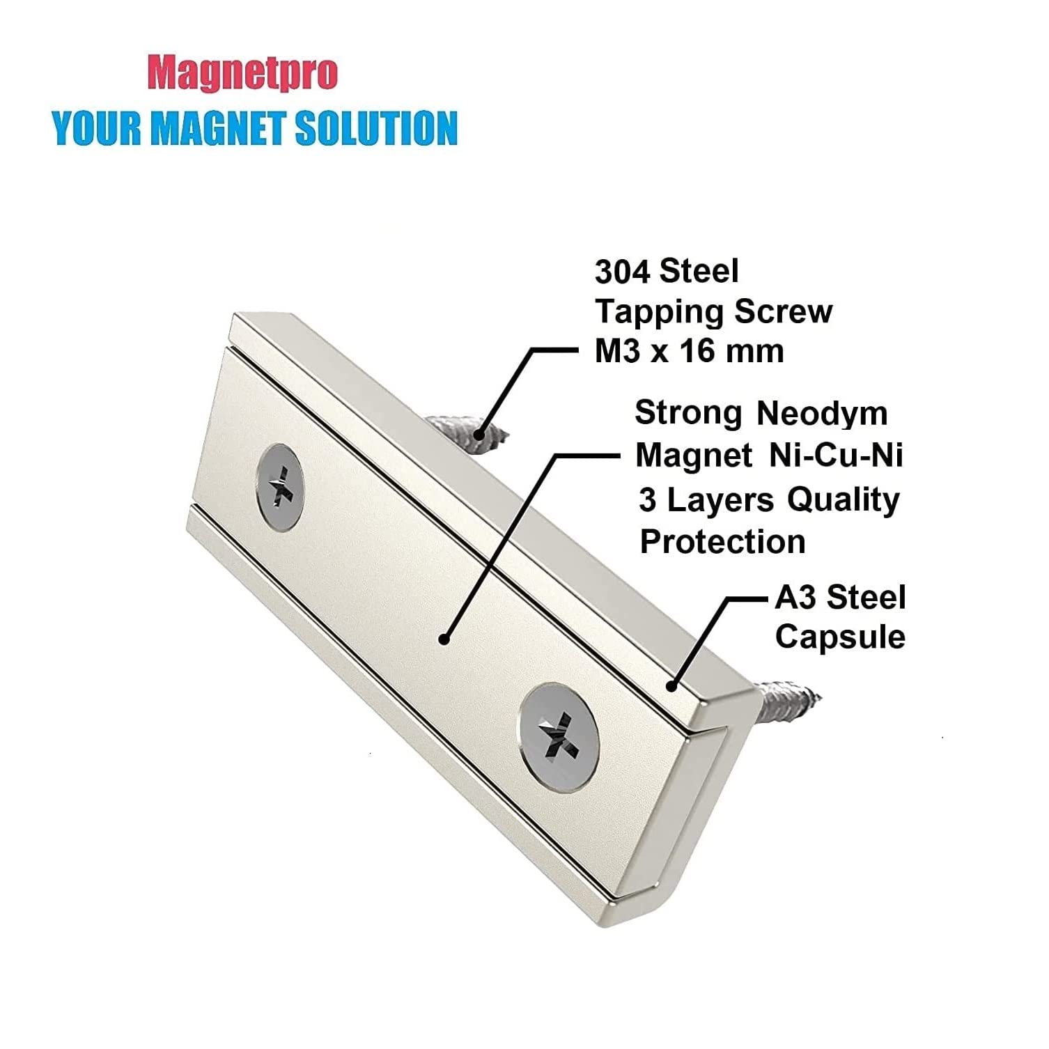 Magnetpro 8 Pieces Neodymium Rectangular Magnets 45 LB Force — Amazon image 2