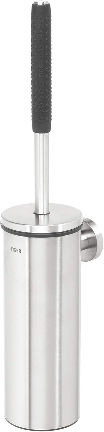 Tiger Boston Comfort & Safety Toilet Brush and Holder, Stainless Steel Brushed, 9 x 46.9 x 12.6 cm