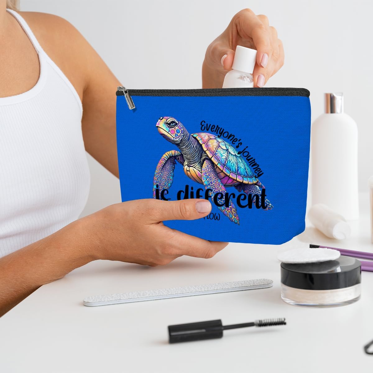 3 Pack Funny Beach Sea Turtle Gifts for Women Turtle Lovers Teacher Girls Trip Makeup Bag,Travel Essentials Cosmetic Bags for Women,Birthday Wedding Christmas Vacation Friendship Girl Weekend Journey - Image 5