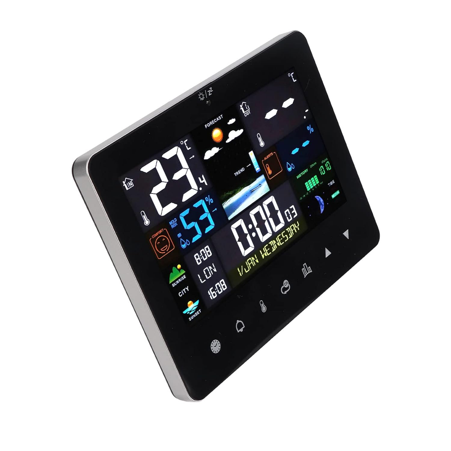 Colorful Wireless Digital Weather Forecast Station with Perpetual Calendar for Indoor Outdoor ABS Material