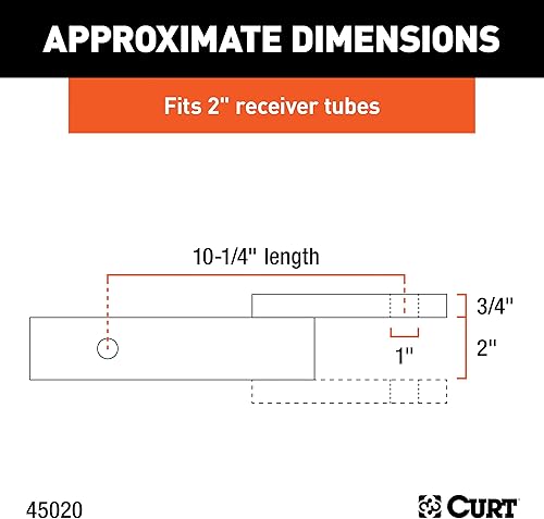 Miniatura 3 de CURT 45020 - Soporte de bola de enganche de remolque clase 3, se adapta a receptor de 2 pulgadas, 7,500 libras, orificio de 1 pulgada, caída de 2