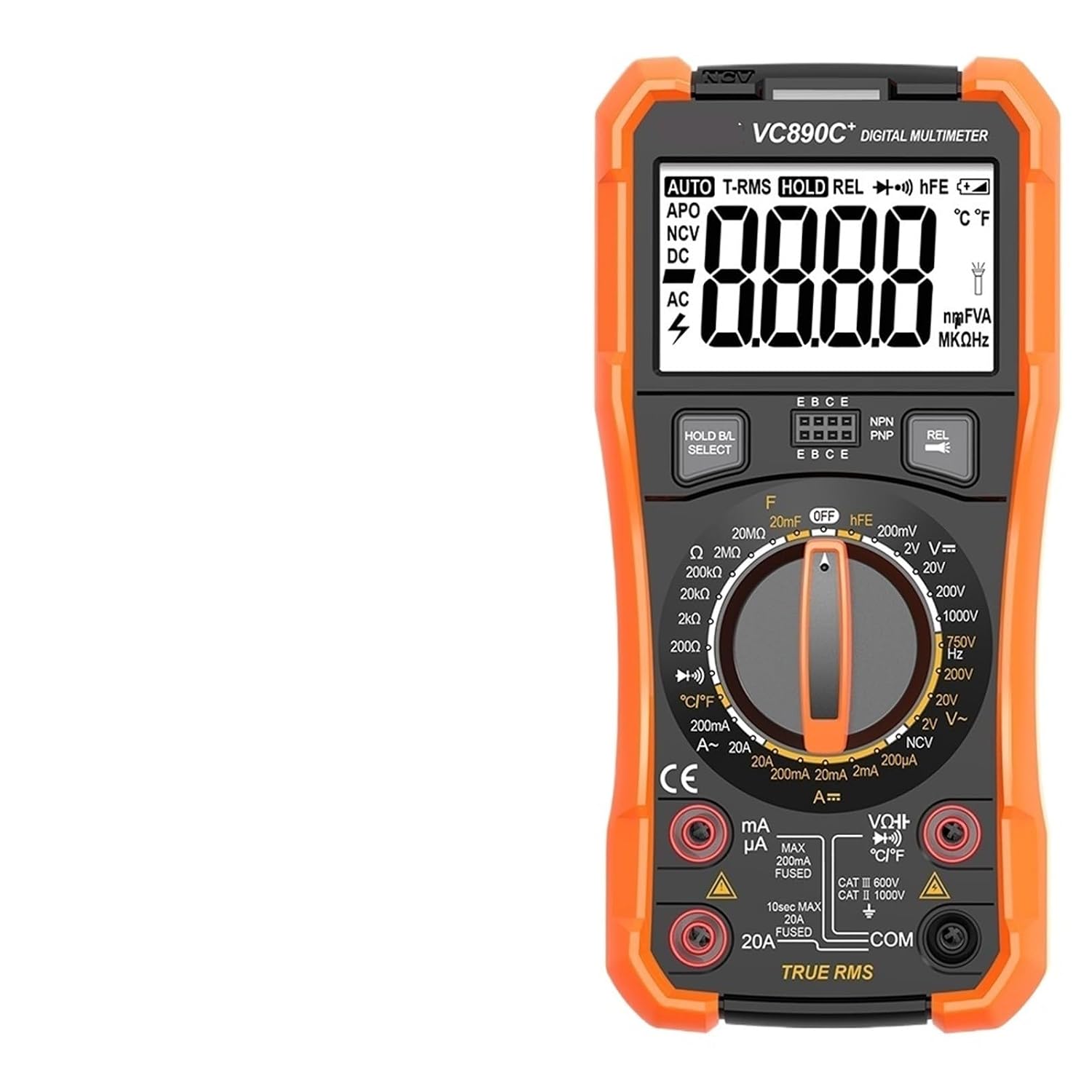 Digital Multimeter Tester Voltage Meter 1000V T-RMS 2000 Counts Auto Range Ohm Amp Volt Meter DC/AC Current Volta Eelectr(890C Plus)