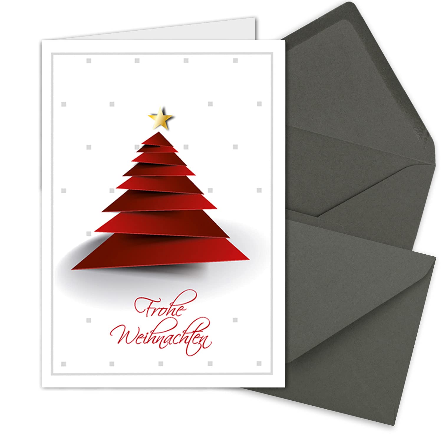 Tarjetas De Navidad DIN A6 – Navidad Bosque | Con Carta De Sobres DIN C6 Gris | Navideño Diseño + Feliz Navidad Para Sus Navidad Grüße |marke