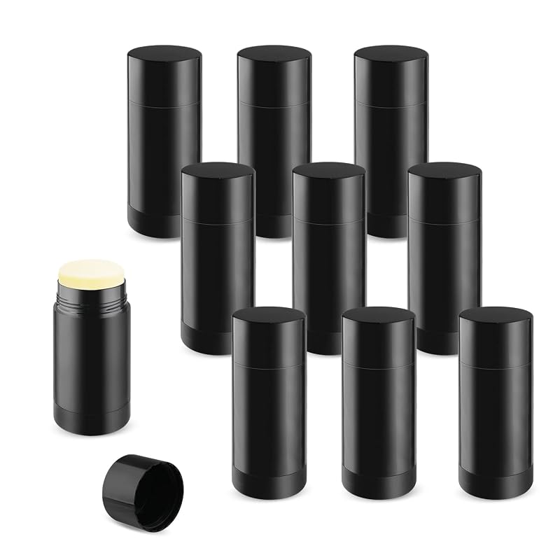 Tubos Recarregáveis Vazios para Desodorante glasstore com Enchimento pela Base, 10 Unidades, Preto, 15 mL
