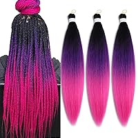 Vista 73 de Cabello trenzado preestirado de 30 pulgadas, 8 paquetes de extensiones de cabello profesional sintético trenzado de ganchillo suave textura Yaki