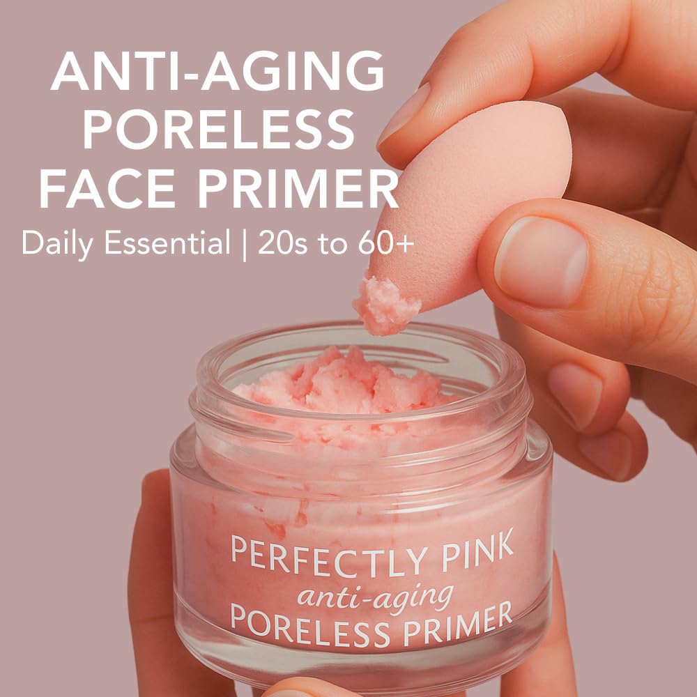 Perfectly Pink Poreless Primer Face Makeup Primer, Pore Perfecting, Mattifying, Line Smoothing, Long Lasting, Skin Blurring, Mature, Combination, Dry skin, Use before or after foundation, powder - Image 3