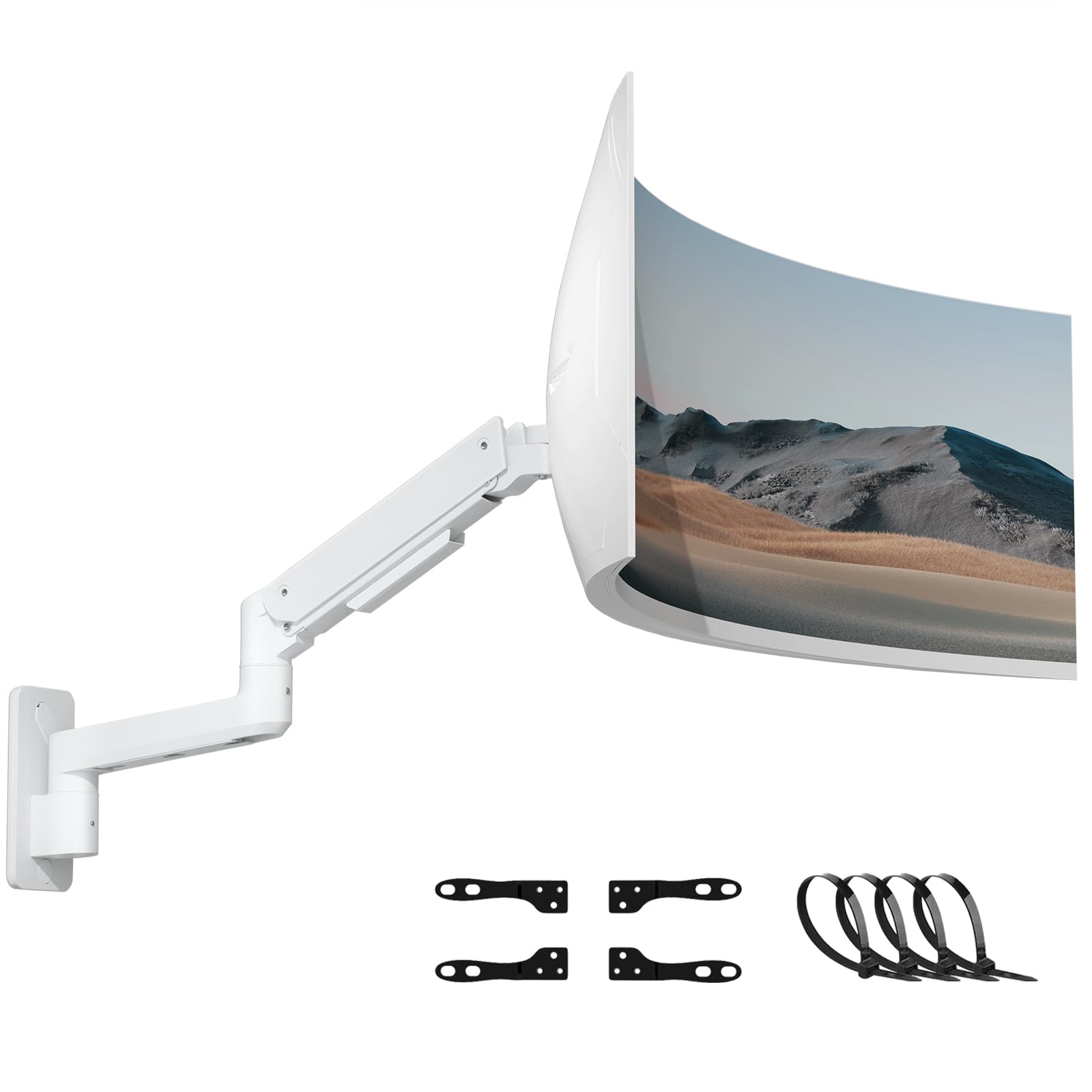 PUTORSEN Premio 17"-49" LED LCD Supporto Monitor Muro, Braccio Monitor Muro Singolo con Molla a Gas Ergonomico Regolabile in Altezza, Rotazione e Inclinabile, Max VESA 75/100/200 mm, Fino a 2-20kg