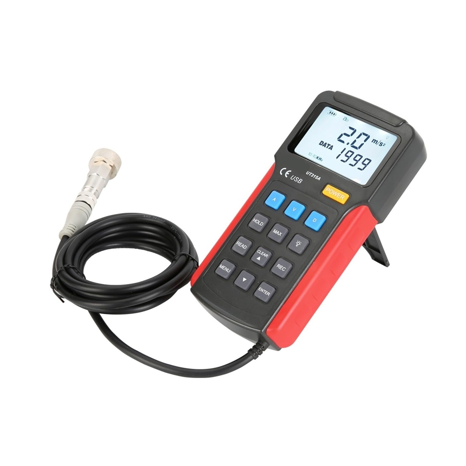 Vibrationsmesser, UT315A Digitales Handheld-Industrie-Vibrationsmessgerät Gerätesonde Vibrationsanalysator Präzisionsmaß Vibratortester