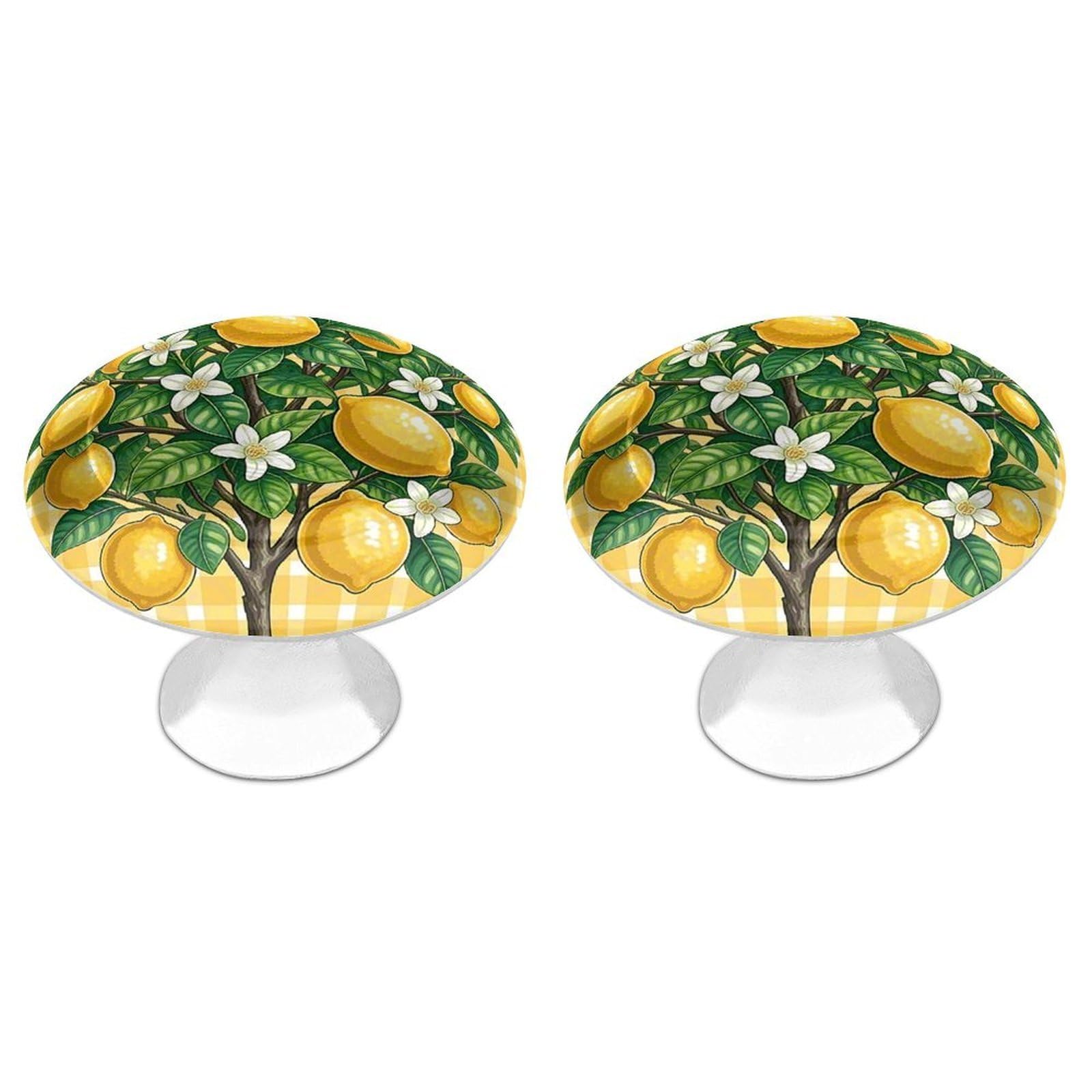 Fodpand White 2 Pack Cabinet Knobs 1.1 Inch Single Hole Drawer Pulls Handles Decorative Lemon Furniture Knobs For Dresser Kitchen Bathroom Cupboard Wardrobe Vanity Closet Door Hardware